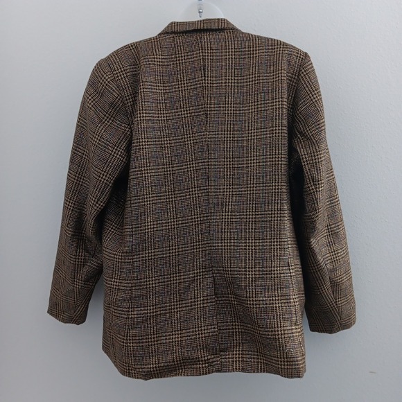 NINE WEST Double Breasted Blazer XXL Gold Plaid Metallic Gold Buttons NEW Career - Picture 4 of 10